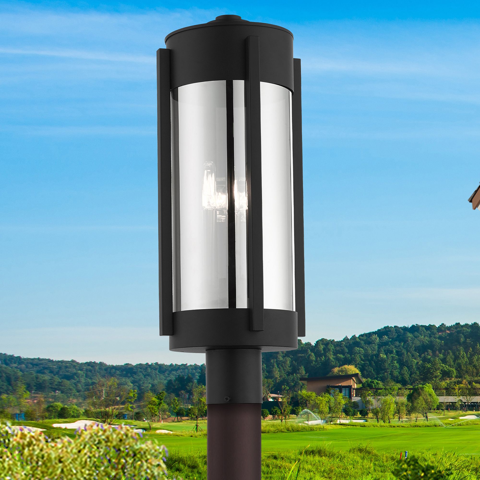 Sheridan 3 Light Black Outdoor Post Top Lantern