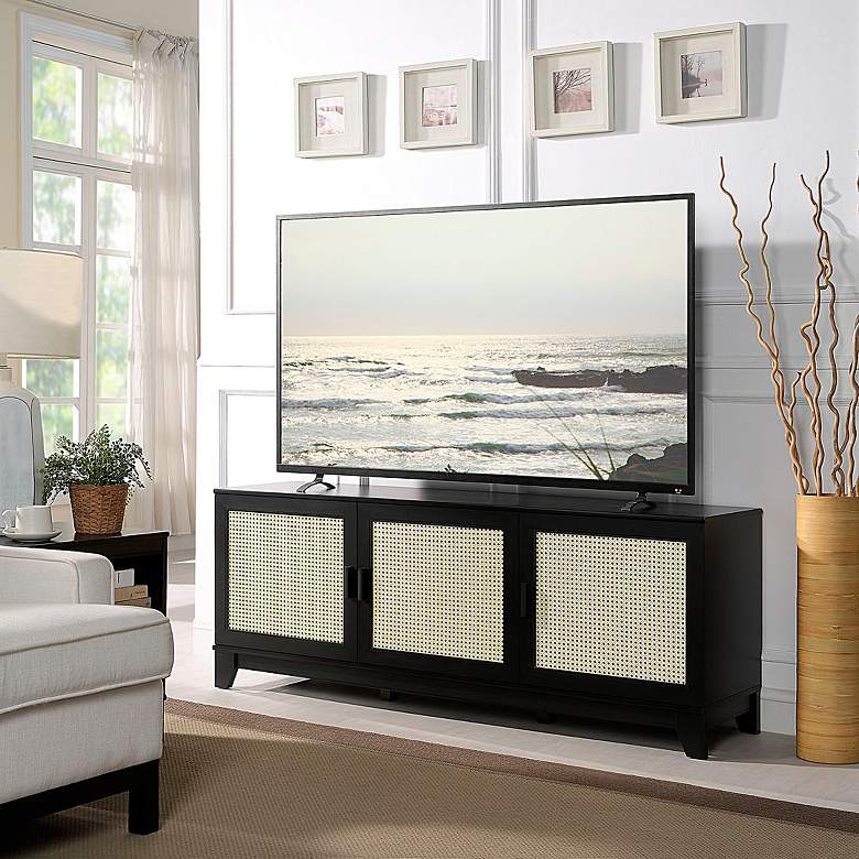 Image 2 Sheridan 62.99 Modern Cane TV Stand in Black more views