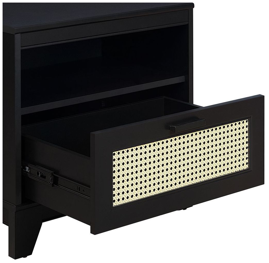 Image 6 Sheridan Modern Cane Nightstand in Black more views