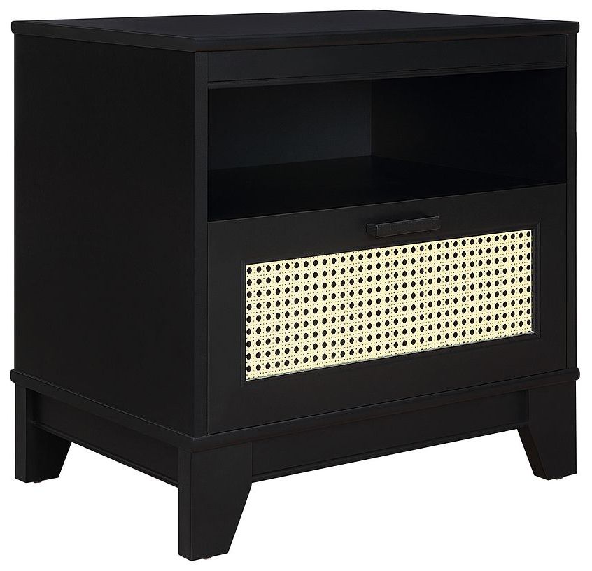 Sheridan Modern Cane Nightstand in Black