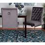 Sherine Gray Velvet Fabric Tufted Dining Chairs Set of 2