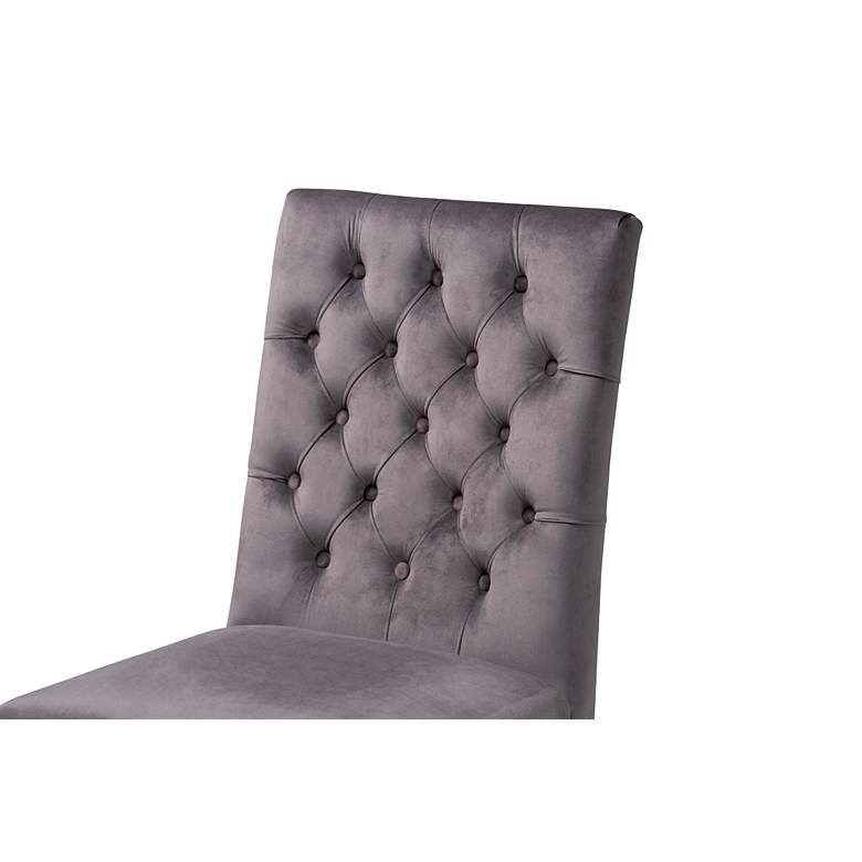 Image 6 Sherine Gray Velvet Fabric Tufted Dining Chairs Set of 2 more views