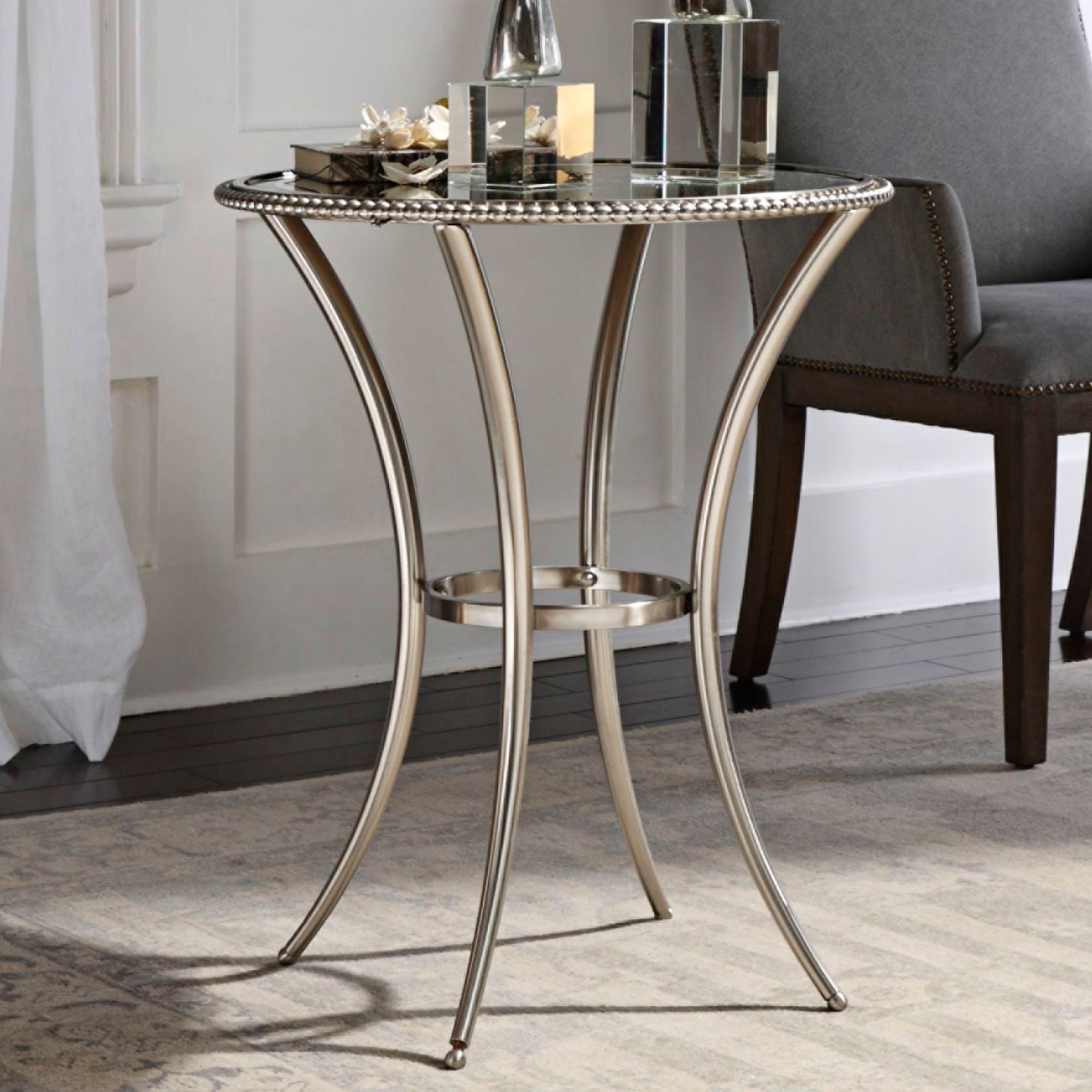 round nickel accent table