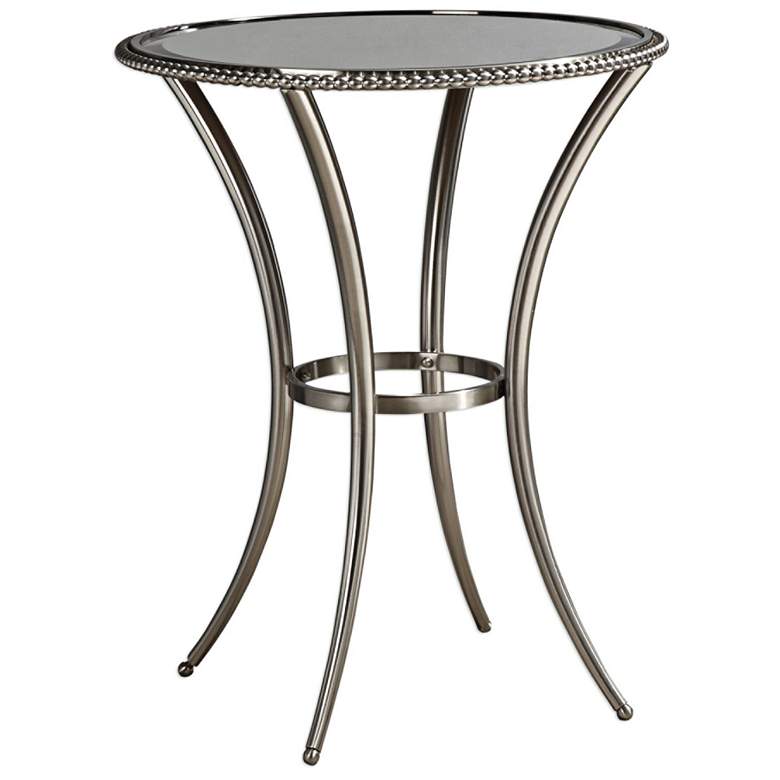 Sherise 23&quot; Wide Glass and Brushed Nickel Round Accent Table more views