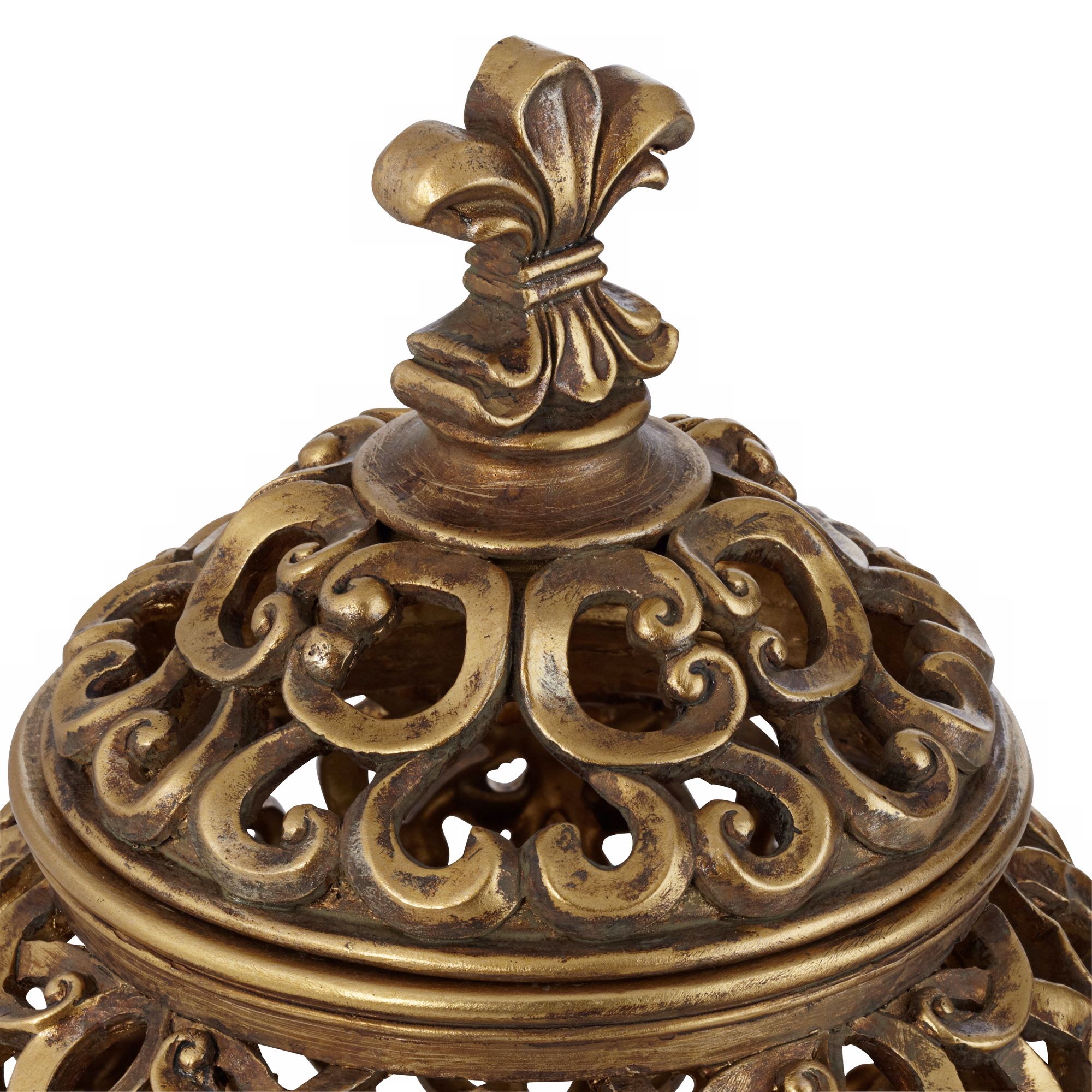 Sherise Antique Gold Finish 8 3/4" High Fleur-de-Lis Round Jar Image 4