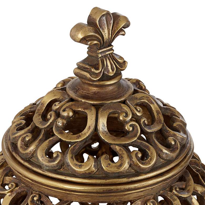 Image 4 Sherise Antique Gold Finish 8 3/4" High Fleur-de-Lis Round Jar more views