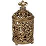 Sherise Antique Gold Fleur-de-Lis Jars with Lid Set of 2
