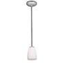 Sherry 4.5" Wide Brushed Steel Stem Hung Pendant w/ Opal Glass Shade