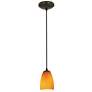 Sherry 4.5" Wide Oil Rubbed Bronze Cord Hung Pendant w/ Amber Glass Sh