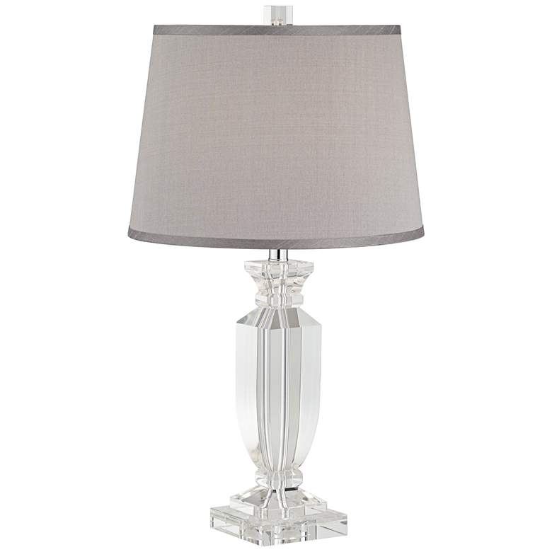 Image 2 Sherry Crystal Table Lamp with Gray Shade With USB Dimmer