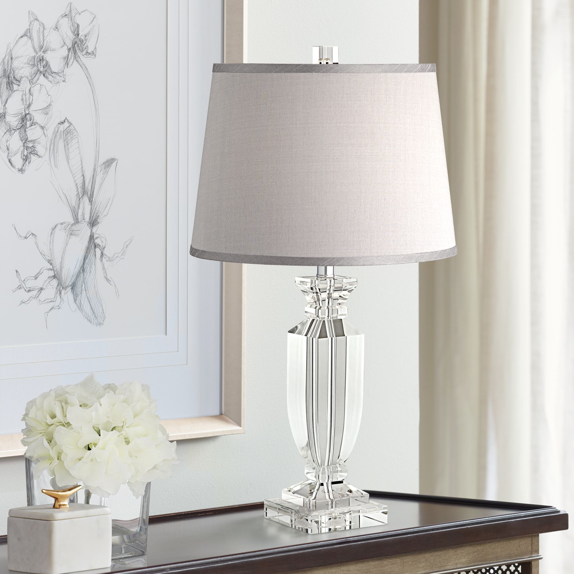 table lamp with gray shade