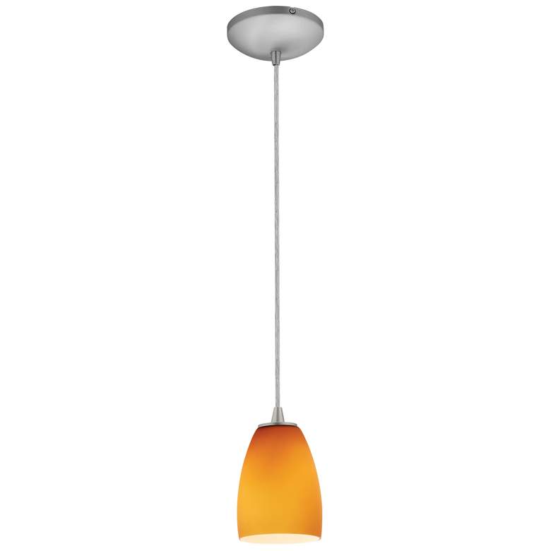 Image 1 Sherry - E26 LED Cord Pendant - Brushed Steel Finish, Amber Glass Shade