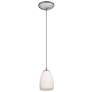 1_Sherry - E26 LED Cord Pendant - Brushed Steel Finish, Opal Glass Shade