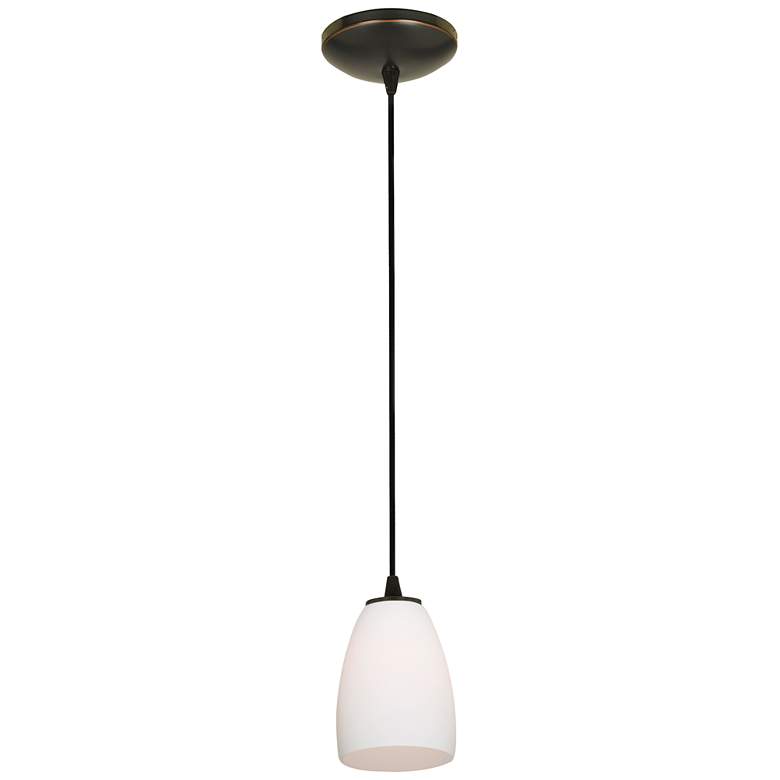 Image 1 Sherry - E26 LED Cord Pendant - Oil Rubbed Bronze Finish, Opal Glass Shade