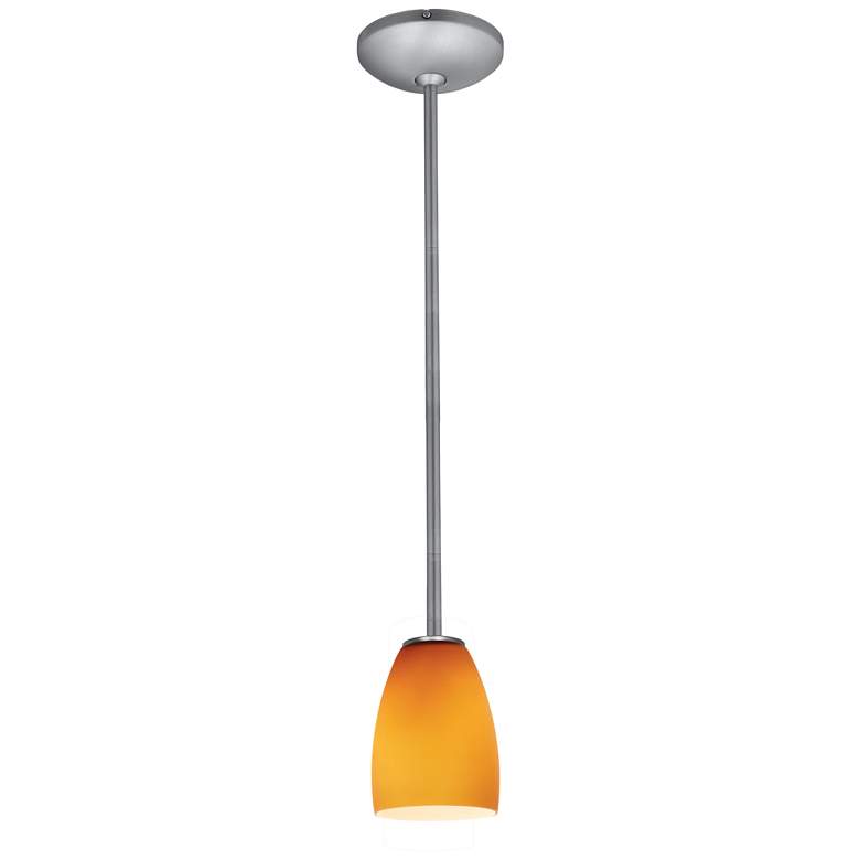 Image 1 Sherry - E26 LED Rod Pendant - Brushed Steel Finish, Amber Glass Shade