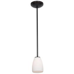 Sherry - Glass Pendant - Rods - Oil Rubbed Bronze Finish, Opal Glass Shade