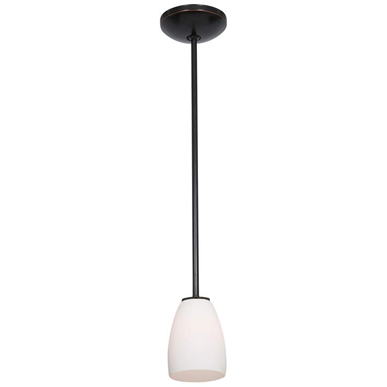 Image 1 Sherry - Glass Pendant - Rods - Oil Rubbed Bronze Finish, Opal Glass Shade