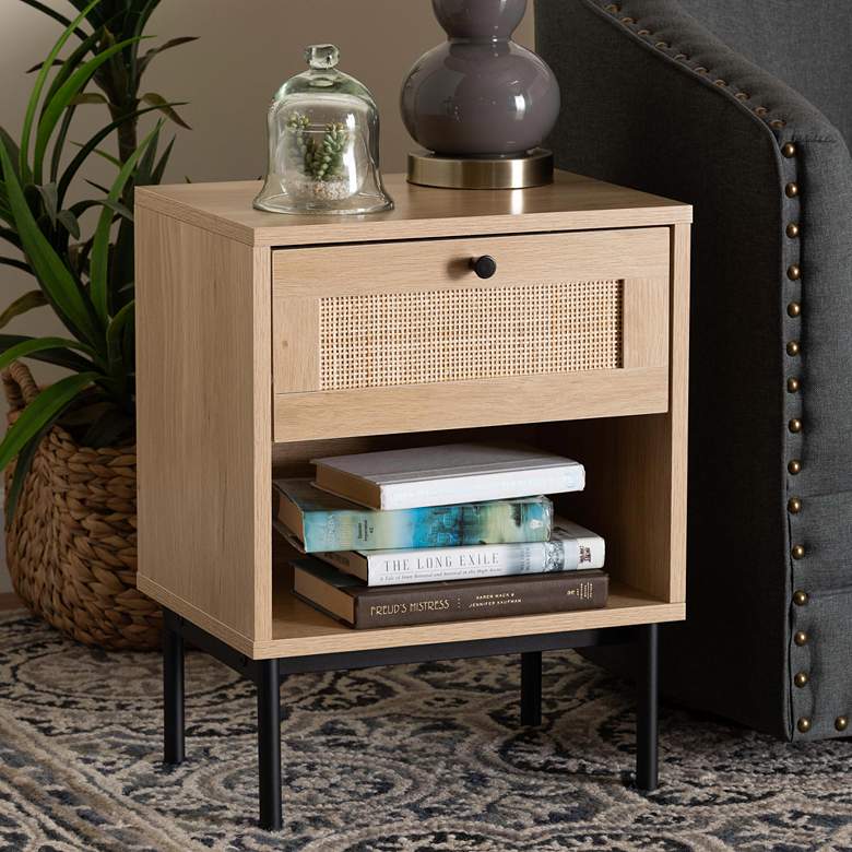 Image 1 Sherwin 15 3/4" Wide Light Brown 1-Drawer End Table