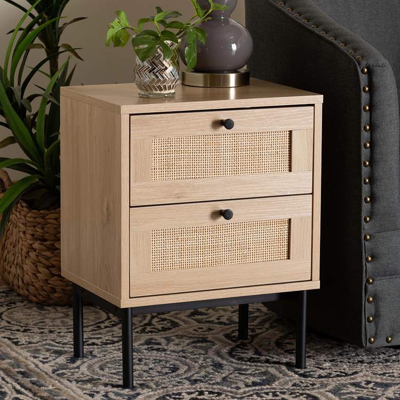 Image 1 Sherwin 15 3/4" Wide Light Brown 2-Drawer End Table