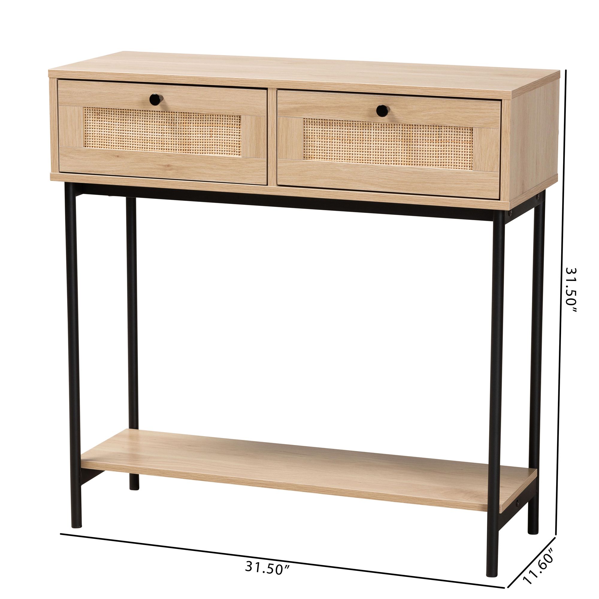 Sherwin 31 1/2" Wide Light Brown Wood 2-Drawer Console Table