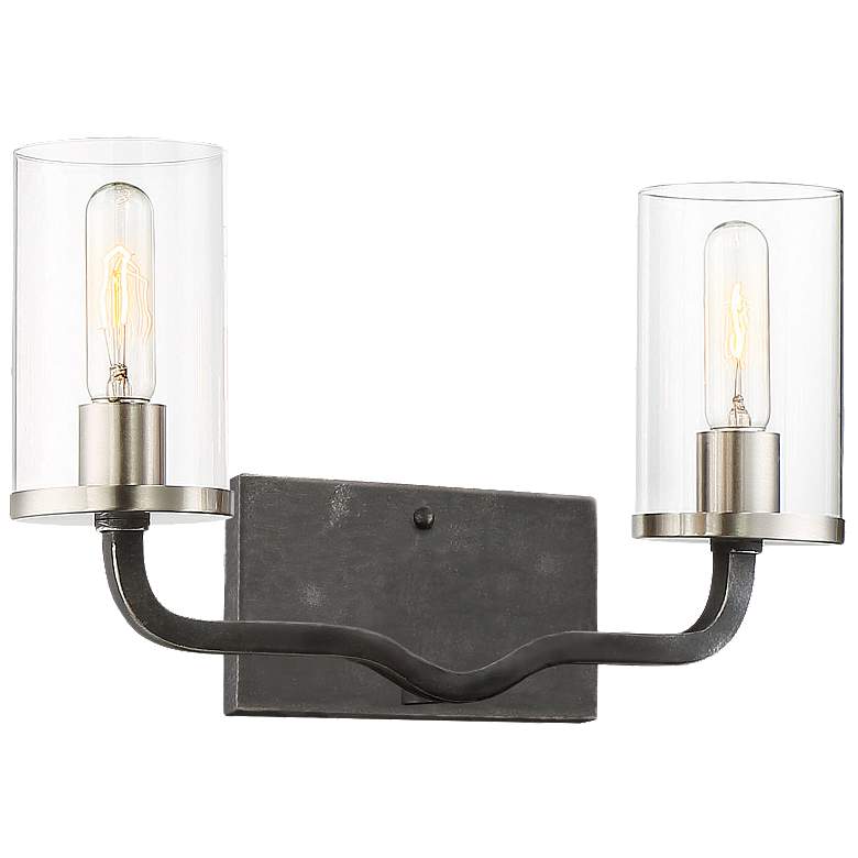 Image 1 Sherwood; 2 Light; Vanity; 16 in.; Iron Black with Brushed Nickel Accents