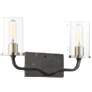 Sherwood; 2 Light; Vanity; 16 in.; Iron Black with Brushed Nickel Accents
