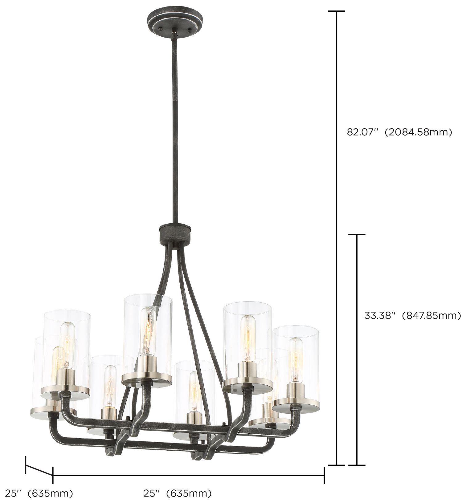 Image 2 Sherwood 25" Wide Iron Black and Nickel 8-Light Chandelier more views
