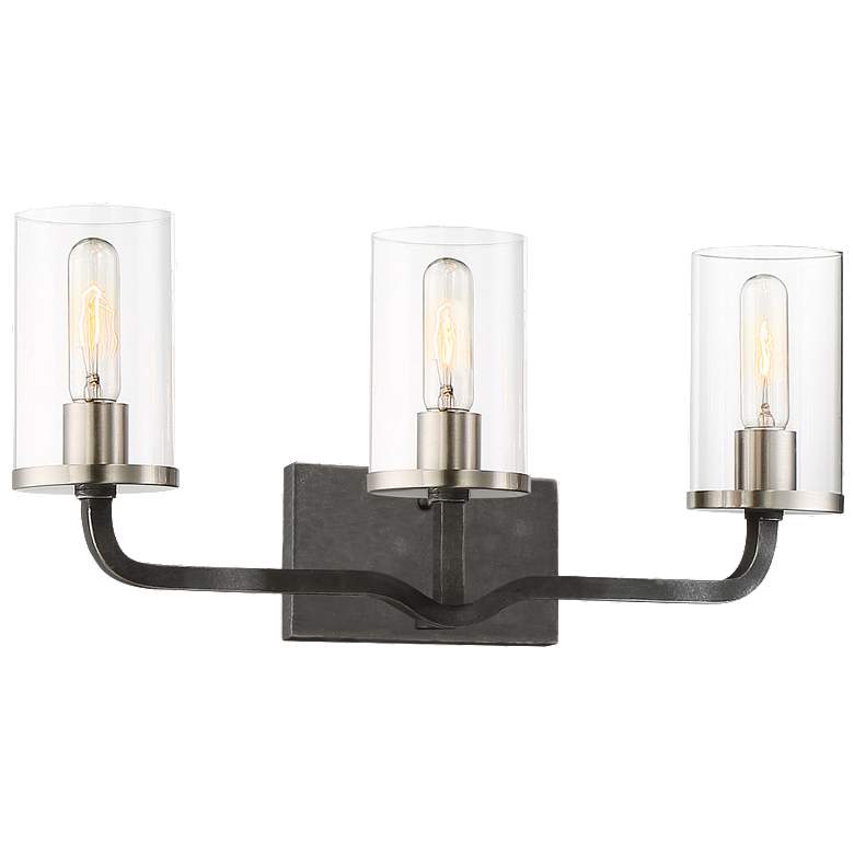 Image 1 Sherwood; 3 Light; Vanity; 24 in.; Iron Black with Brushed Nickel Accents