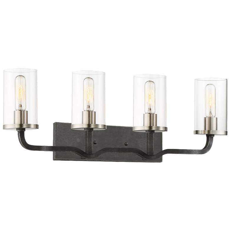 Image 1 Sherwood; 4 Light; Vanity; 32 in.; Iron Black with Brushed Nickel Accents