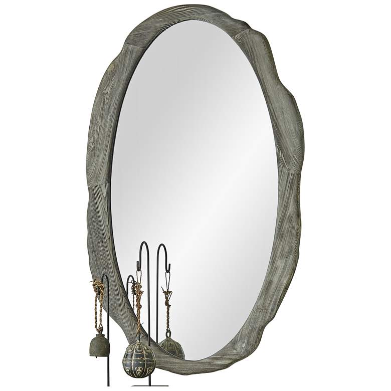 Image 1 Sherwood Antique Gray 30 inch x 50 inch Oval Wall Mirror