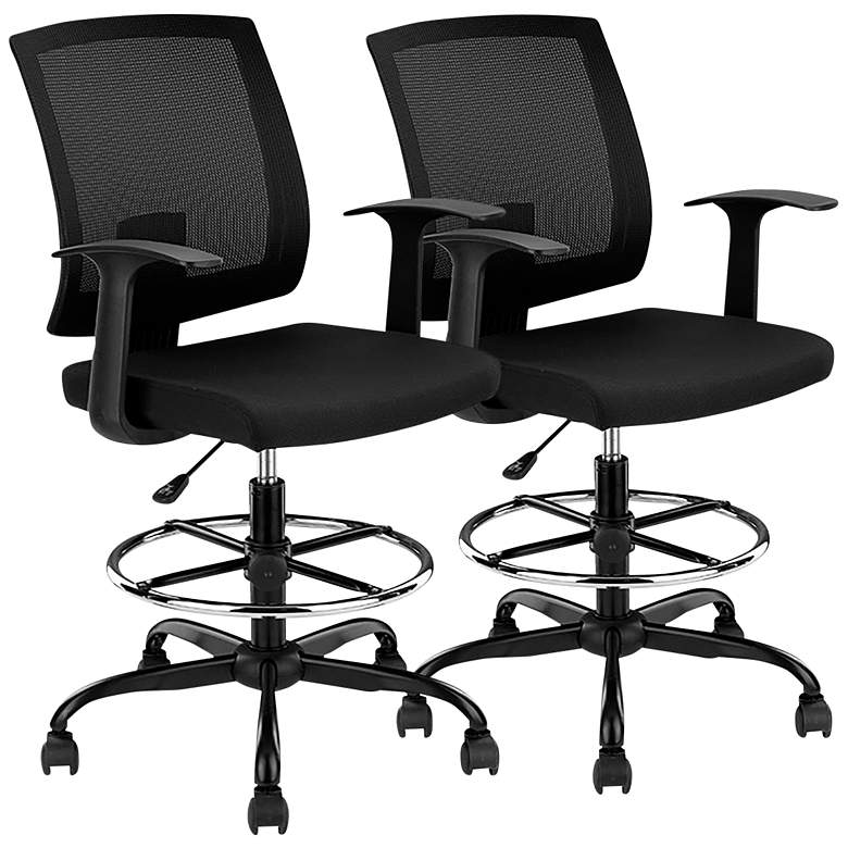 Image 2 Shewsbury Black Fabric Adjustable Office Chairs Set of 2