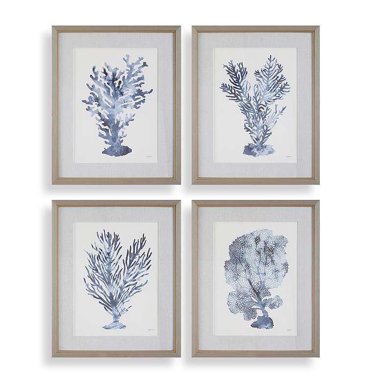 Image 2 Shibori Coral 32 1/4" High Framed Print Wall Art Set of 4
