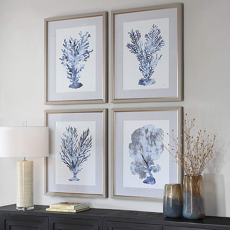 Image 3 Shibori Coral 32 1/4" High Framed Print Wall Art Set of 4 more views