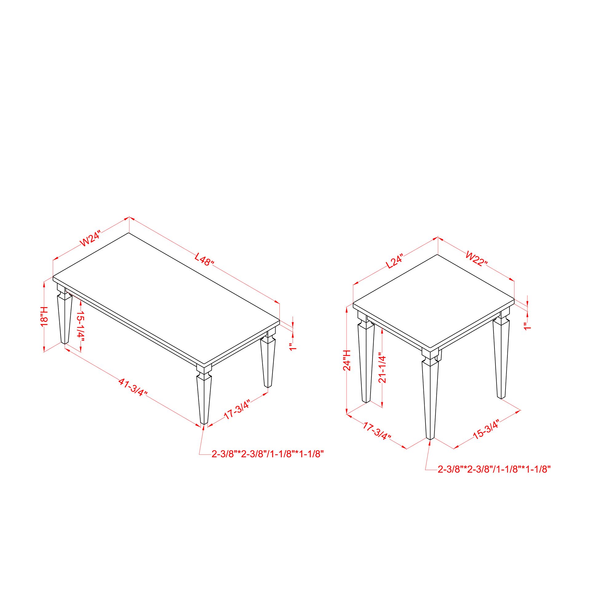 Shideler Antique White and Brown 3-Piece Coffee Table Set in scene