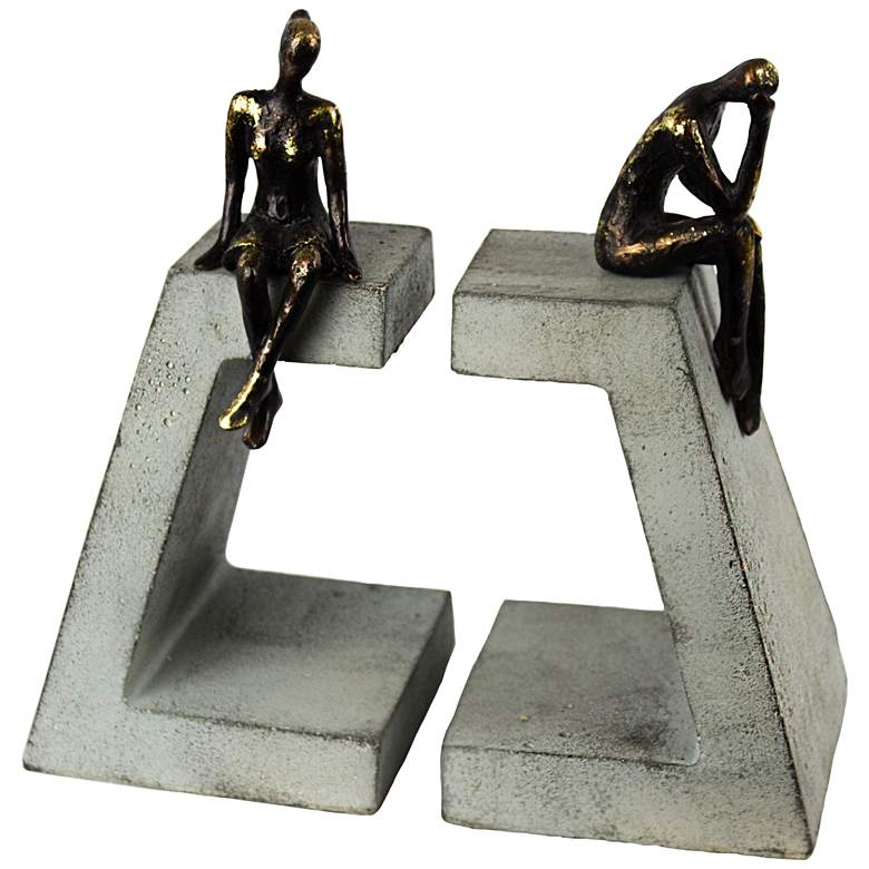 Image 1 Shields Resin Bookends with Two Figurines