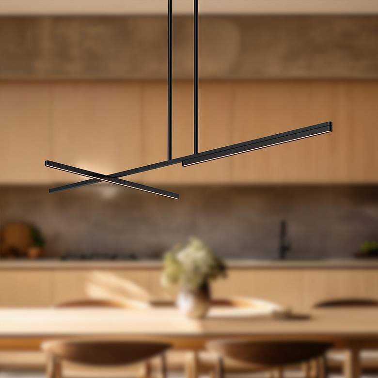 Image 1 Shift 48 1/4" Wide Black LED Linear Pendant