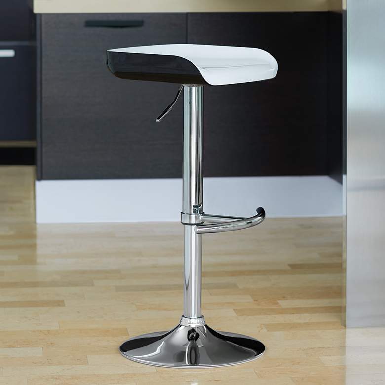 Image 1 Shift Adjustable Height White and Black Bar Stool