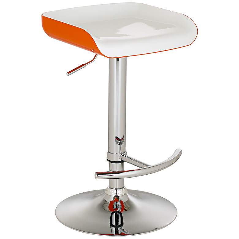 Image 1 Shift Contemporary Adjustable Orange and White Bar Stool
