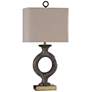 Shildon 33" Carved Dark and Brushed Steel Metal Table Lamp