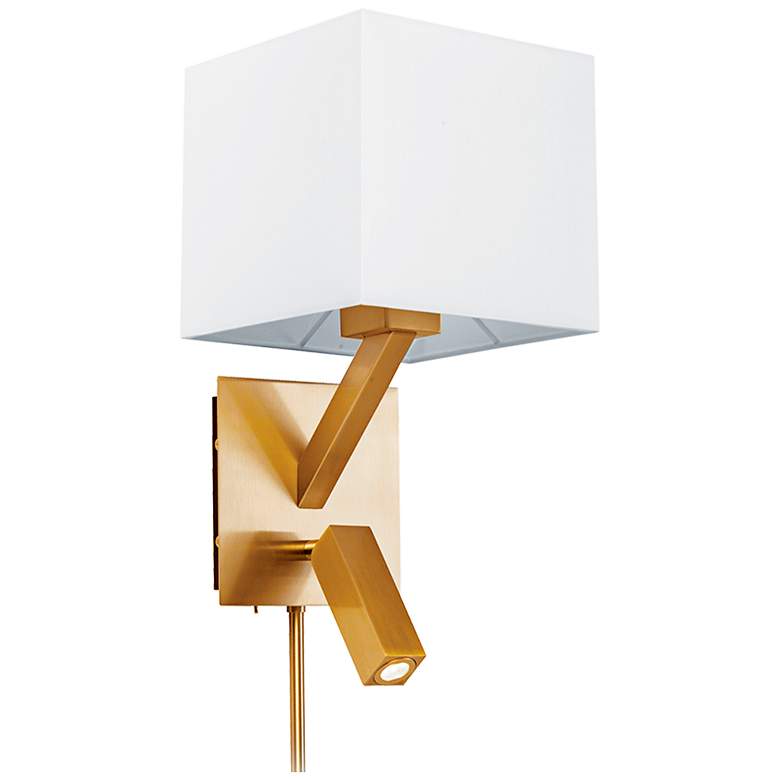 Image 1 Shiloh 13"H Aged Brass w/ LED Reading Light Wall Sconce