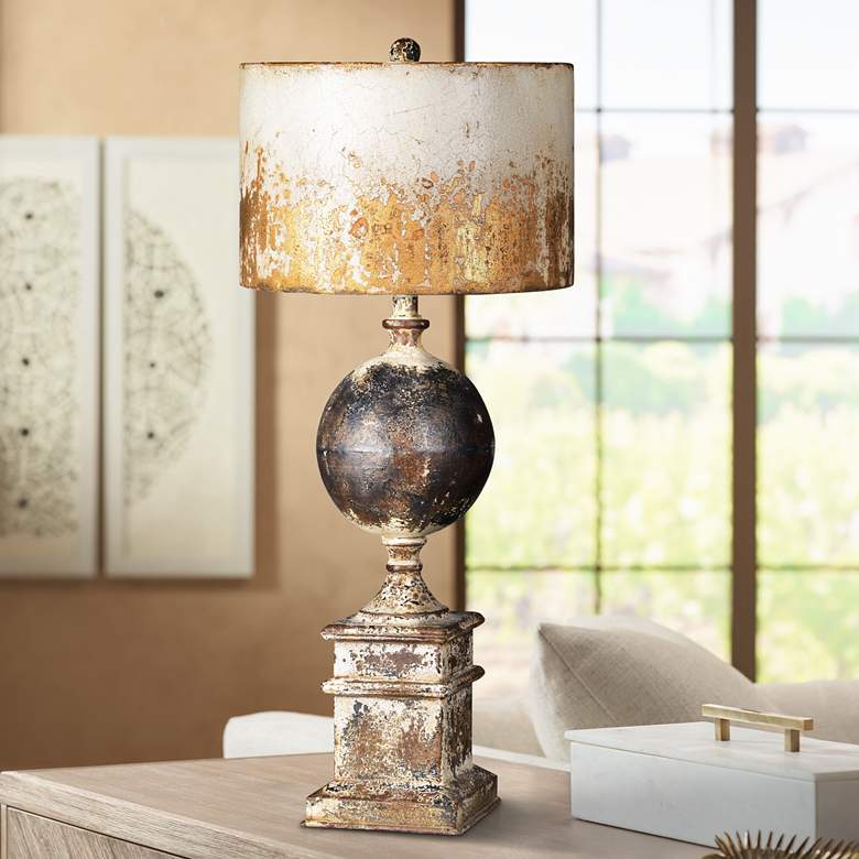 Image 1 Shiloh Metal 28 inch High Brown Weathered Rustic Table Lamp
