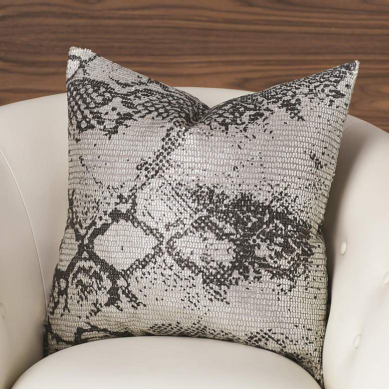 Image 1 Shimmer Snake Skin Silver 20" Square Decorative Throw Pillow