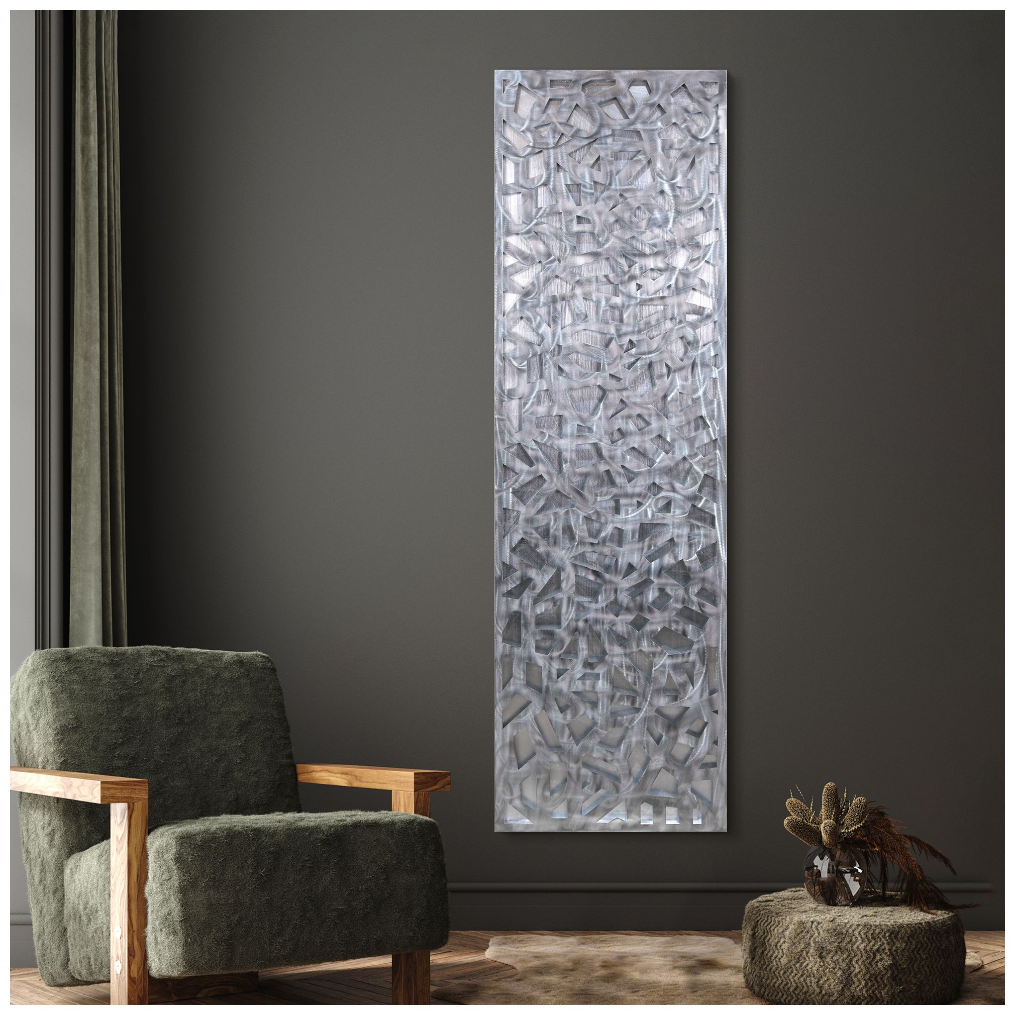Shimmering Cascade 3D Polished Steel Abstract Metal Wall Art