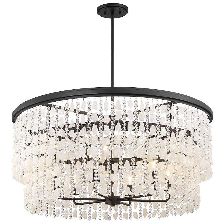 Image 2 Shimmering Elegance 36" Wide Sand Coal 9-Light Chandelier