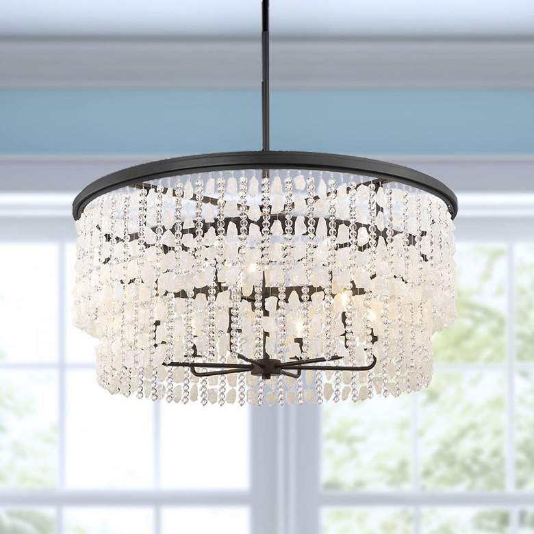 Image 1 Shimmering Elegance 36" Wide Sand Coal 9-Light Chandelier