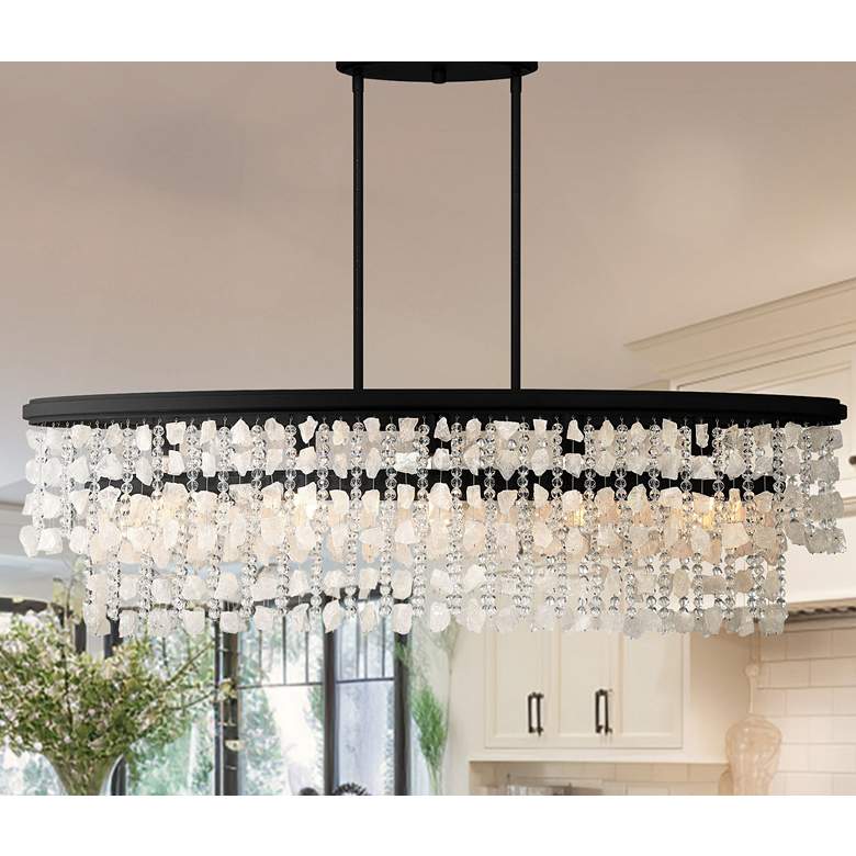 Image 1 Shimmering Elegance 48"W Sand Coal 5-Light Island Chandelier