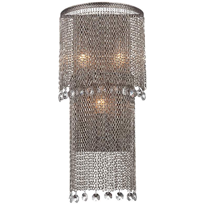 Image 1 Shimmering Falls 13 inch High Antique Silver Wall Sconce