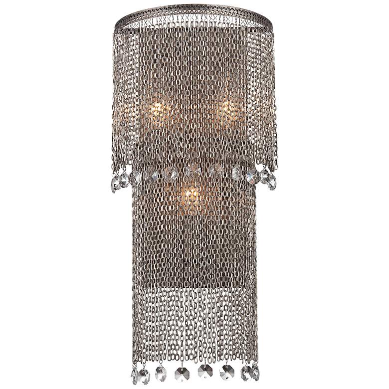 Image 1 Shimmering Falls 13" High Antique Silver Wall Sconce