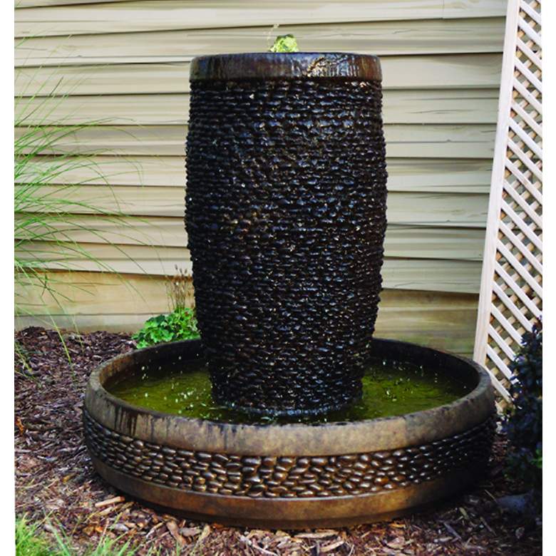 Image 2 Shimmering Stones 36" Outdoor Bubbler Fountain with Pool more views