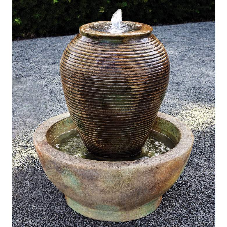 Image 1 Shimmering Urn 33 1/2"H Relic Nebbia LED Outdoor Fountain